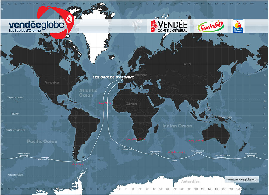 rotta della vendee globe 2008/2009